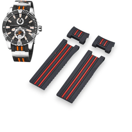 22mm black rubber strap for - strap,
